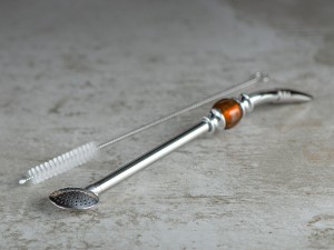 Бомбижья (бомбилья) для мате #81, 19.5 см., (бомбилья с камнем + ершик) купить в Минске, Бомбижьи (бомбильи)