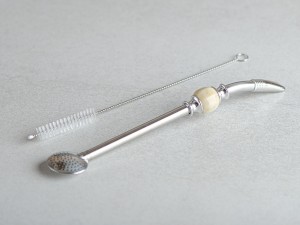 Бомбижья (бомбилья) для мате #82, 19.5 см., (бомбилья с камнем + ершик) купить в Минске, Бомбижьи (бомбильи)