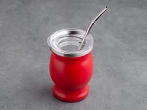 Матешница (калабас, калебас) #455, "Красный" металлический с крышкой 250 мл. купить в Минске, Матешницы (калабасы, калебасы)