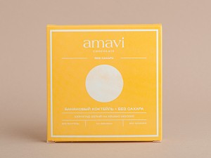 Шоколад Amavi «Белый на кешью молоке БАНАНОВЫЙ коктейль» 50 г., Шоколад без сахара
