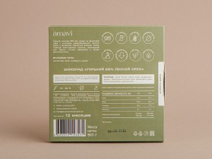 Шоколад Amavi «Горький 85% Лесной орех» 50 г., Шоколад без сахара