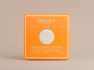 Шоколад Amavi «Молочный на кешью молоке АПЕЛЬСИН & МИНДАЛЬ» 50 г. купить в Минске, Шоколад без сахара